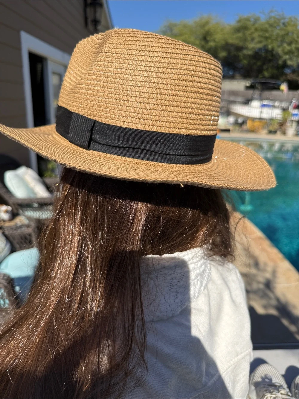 SPF Bolero Woven Straw Sun Hat with Black Band
